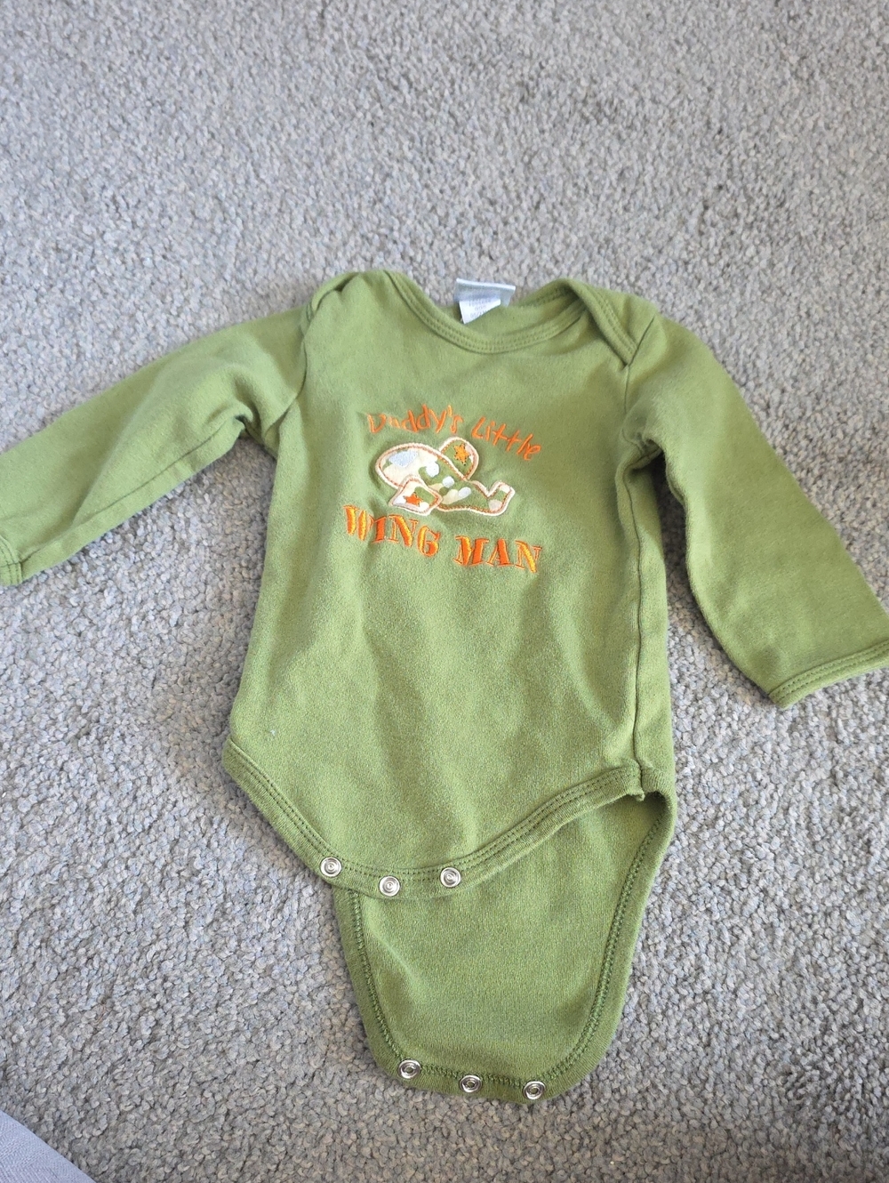 Baby Gear Olive Green 'Wing Man' Long-Sleeve One-Piece Bodysuit